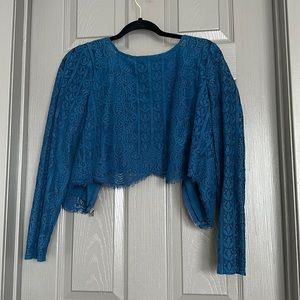Blue lace crop top